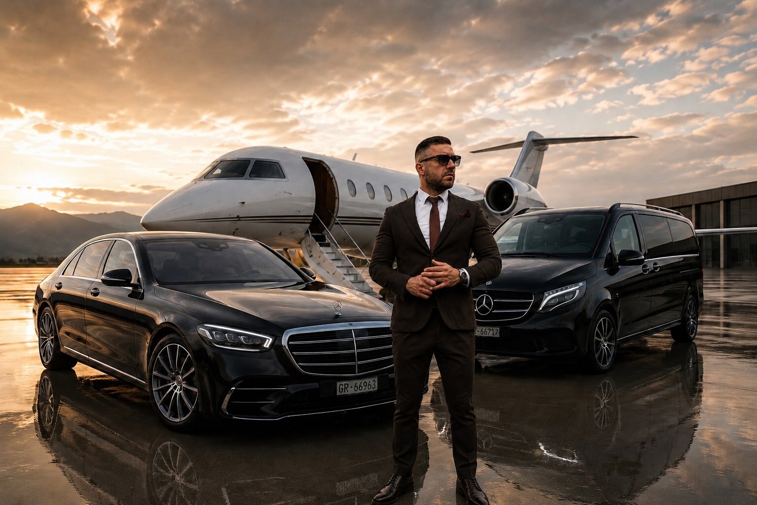 AlpinTransfer – Chauffeur mit Mercedes-Flotte am Flughafen